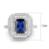 Alamode Rhodium Brass Ring with Synthetic Spinel in London Blue - Alamode