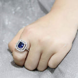 Alamode Rhodium Brass Ring with Synthetic Spinel in London Blue - Alamode - Flyclothing LLC
