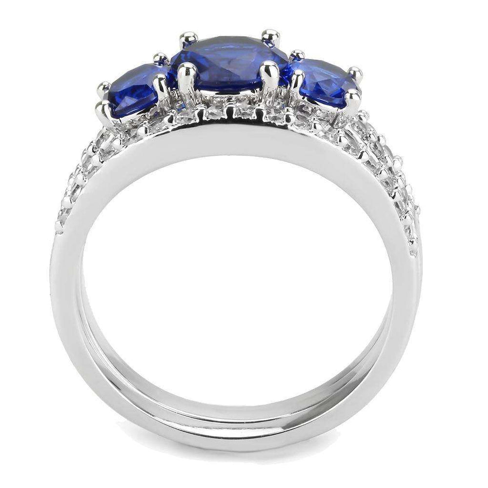 Alamode Rhodium Brass Ring with Synthetic Spinel in London Blue - Alamode - Flyclothing LLC