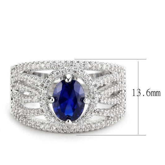 Alamode Rhodium Brass Ring with Synthetic Spinel in London Blue - Alamode - Flyclothing LLC