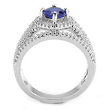 Alamode Rhodium Brass Ring with Synthetic Spinel in London Blue - Alamode - Flyclothing LLC