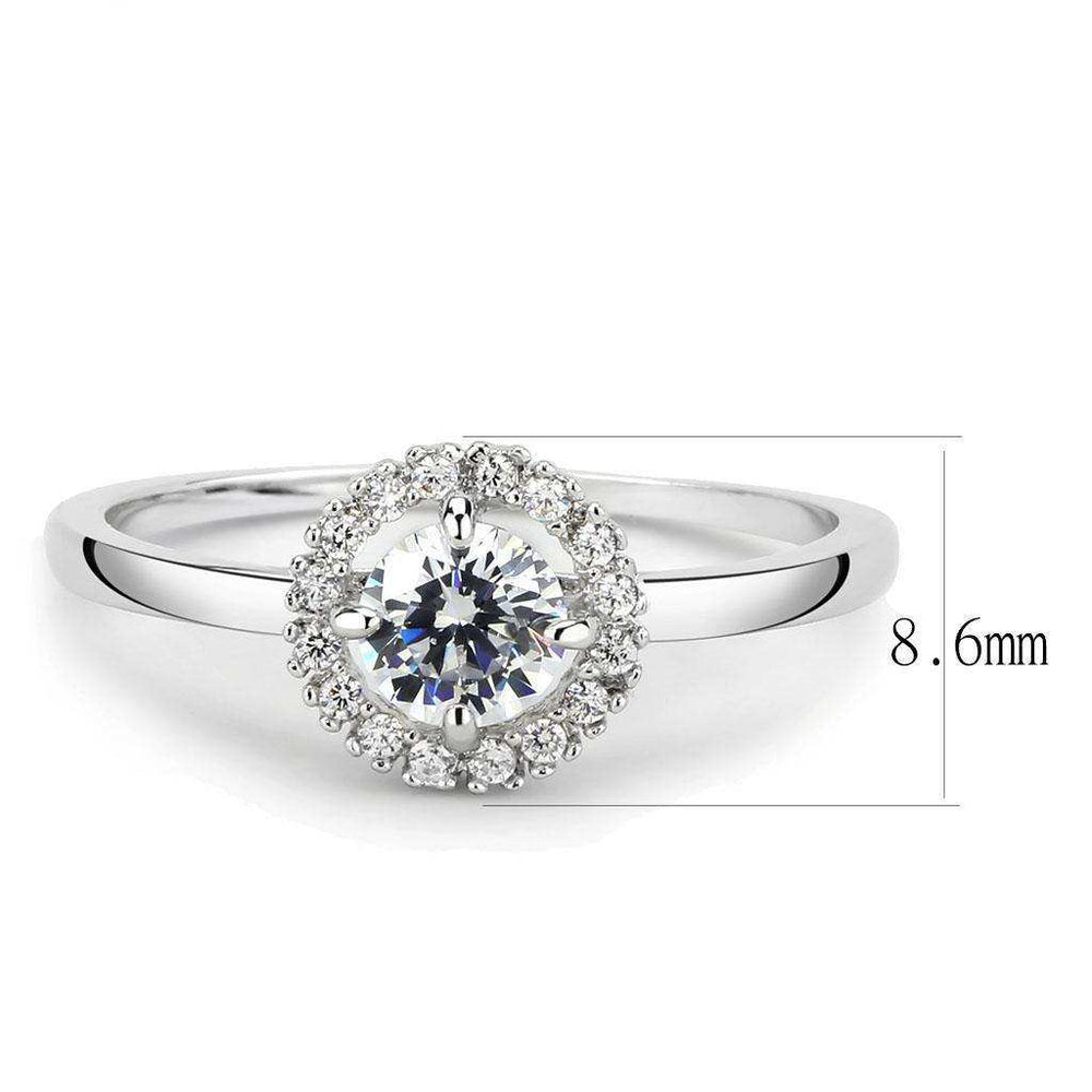 Alamode Rhodium Brass Ring with AAA Grade CZ in Clear - Alamode - Flyclothing LLC