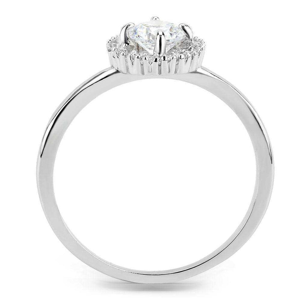Alamode Rhodium Brass Ring with AAA Grade CZ in Clear - Alamode - Flyclothing LLC
