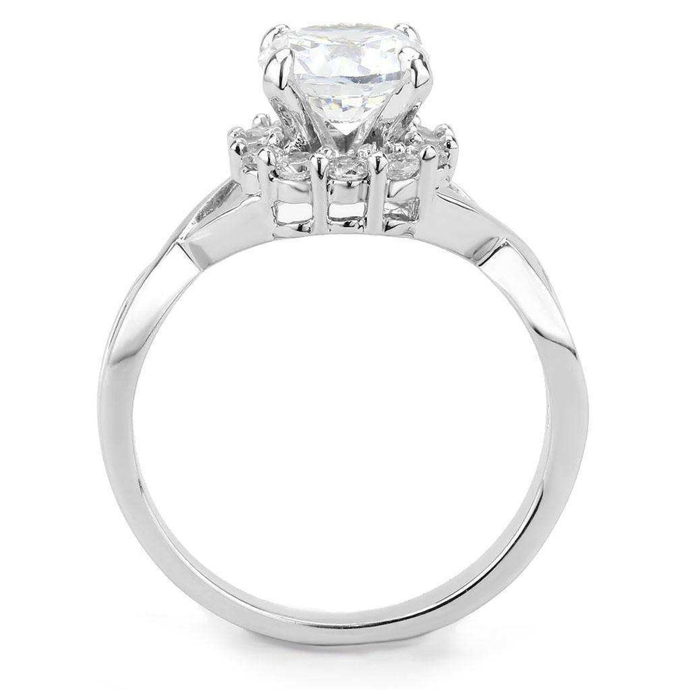 Alamode Rhodium Brass Ring with AAA Grade CZ in Clear - Alamode - Flyclothing LLC