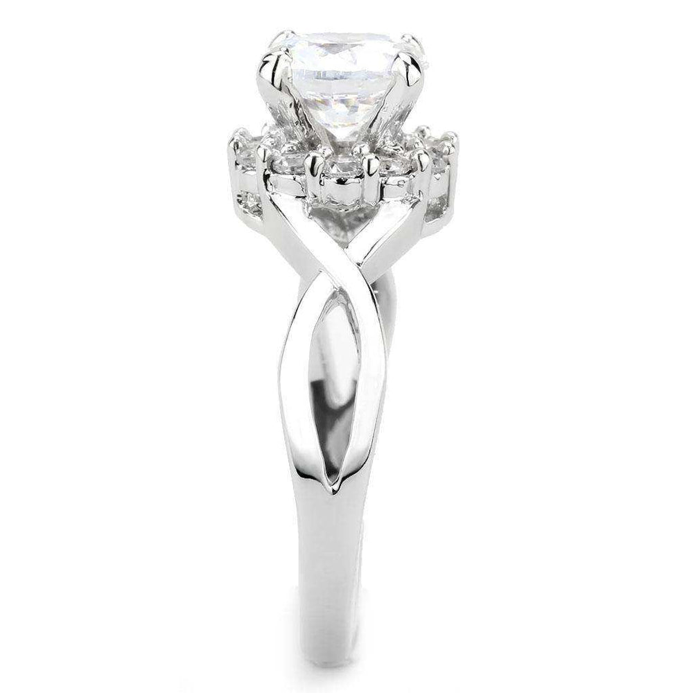 Alamode Rhodium Brass Ring with AAA Grade CZ in Clear - Alamode - Flyclothing LLC