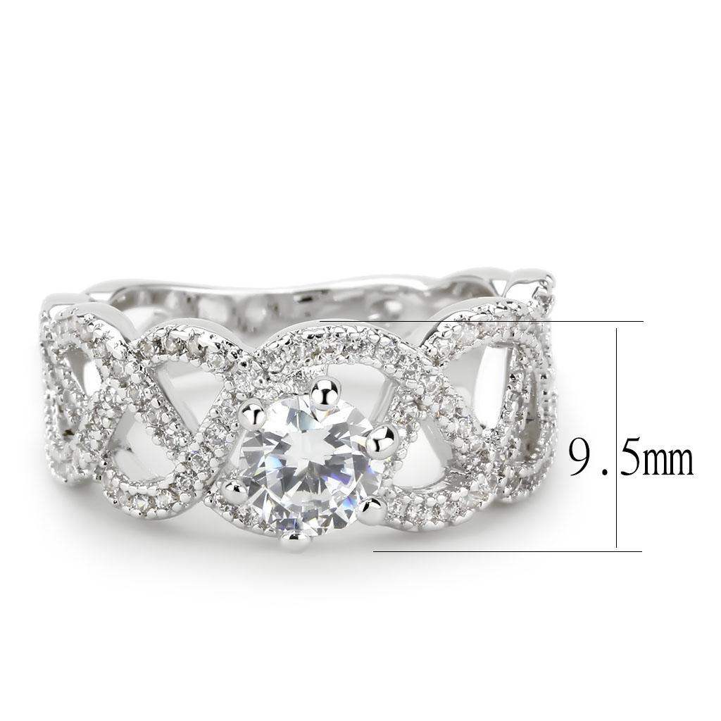 Alamode Rhodium Brass Ring with AAA Grade CZ in Clear - Alamode - Flyclothing LLC