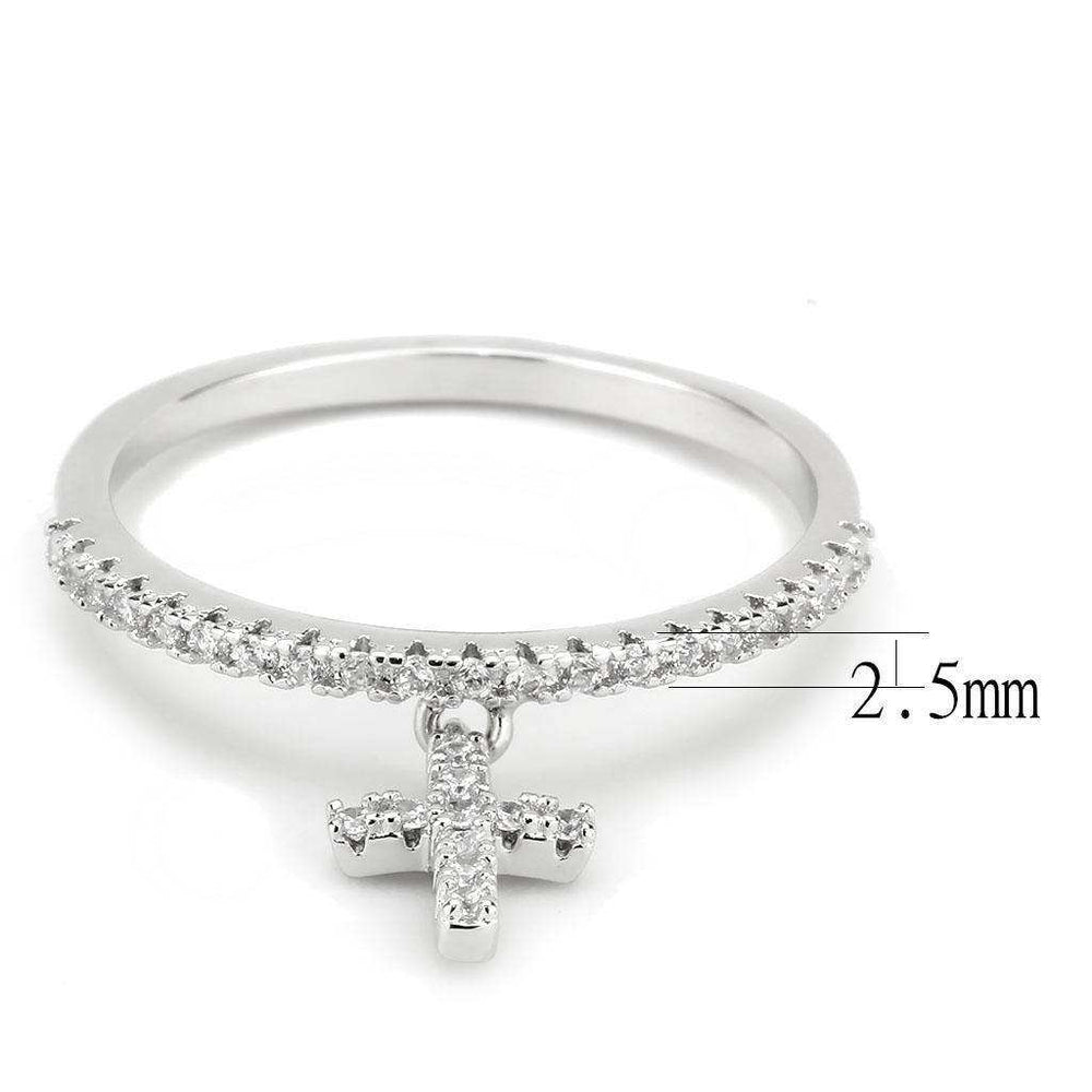Alamode Rhodium Brass Ring with AAA Grade CZ in Clear - Alamode - Flyclothing LLC