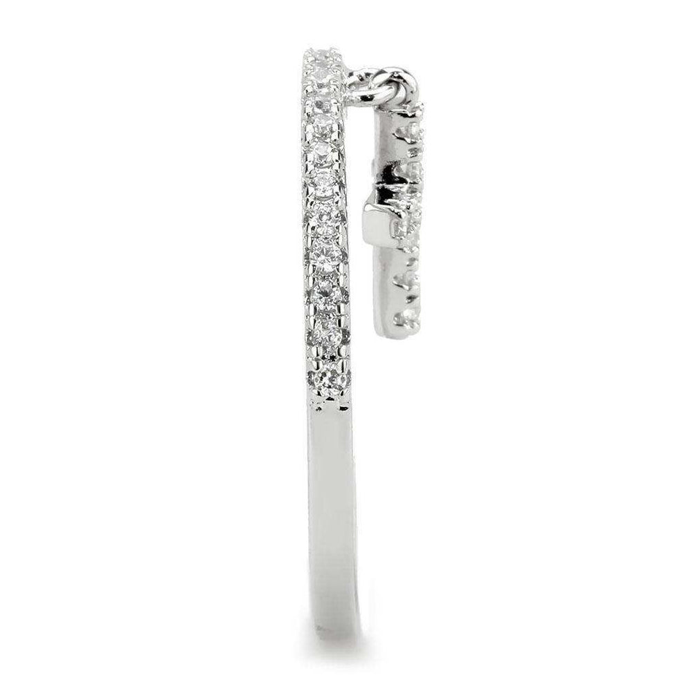 Alamode Rhodium Brass Ring with AAA Grade CZ in Clear - Alamode - Flyclothing LLC