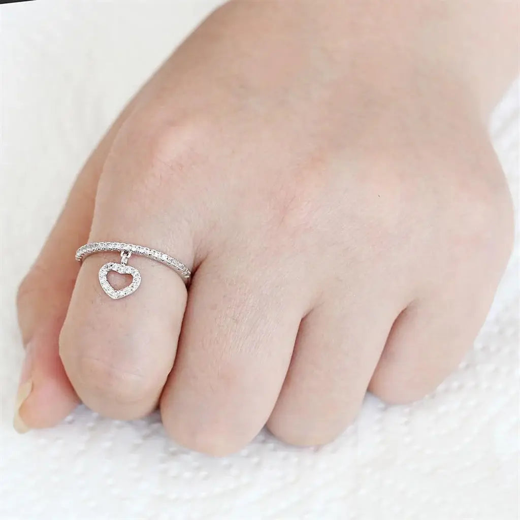 Alamode Rhodium Brass Ring with AAA Grade CZ in Clear - Alamode - Flyclothing LLC