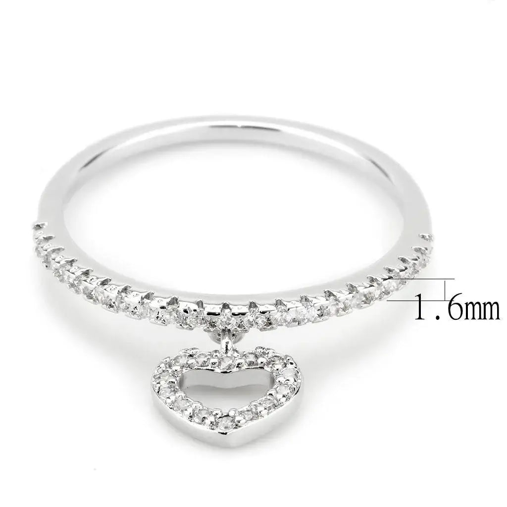 Alamode Rhodium Brass Ring with AAA Grade CZ in Clear - Alamode - Flyclothing LLC