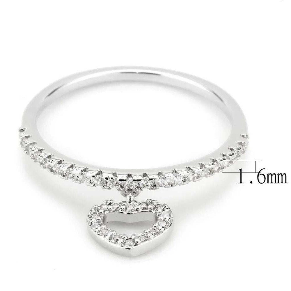 Alamode Rhodium Brass Ring with AAA Grade CZ in Clear - Alamode - Flyclothing LLC