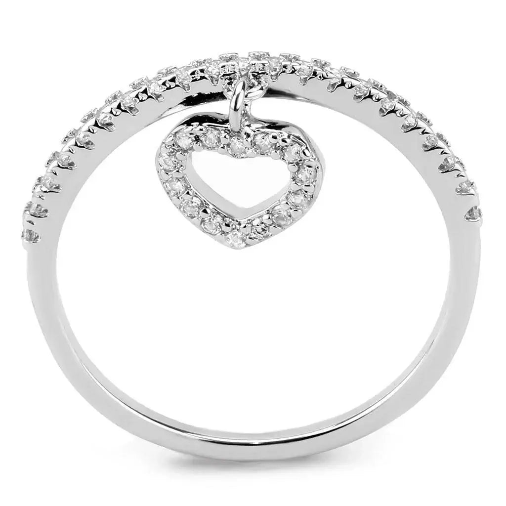 Alamode Rhodium Brass Ring with AAA Grade CZ in Clear - Alamode - Flyclothing LLC
