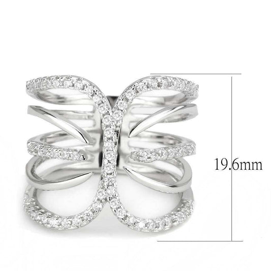 Alamode Rhodium Brass Ring with AAA Grade CZ in Clear - Alamode - Flyclothing LLC