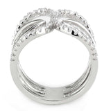 Alamode Rhodium Brass Ring with AAA Grade CZ in Clear - Alamode - Flyclothing LLC