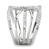 Alamode Rhodium Brass Ring with AAA Grade CZ in Clear - Alamode - Flyclothing LLC
