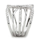 Alamode Rhodium Brass Ring with AAA Grade CZ in Clear - Alamode - Flyclothing LLC