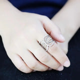 Alamode Rhodium Brass Ring with AAA Grade CZ in Clear - Alamode - Flyclothing LLC