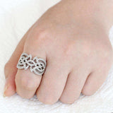 Alamode Rhodium Brass Ring with AAA Grade CZ in Clear - Alamode - Flyclothing LLC