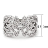 Alamode Rhodium Brass Ring with AAA Grade CZ in Clear - Alamode - Flyclothing LLC