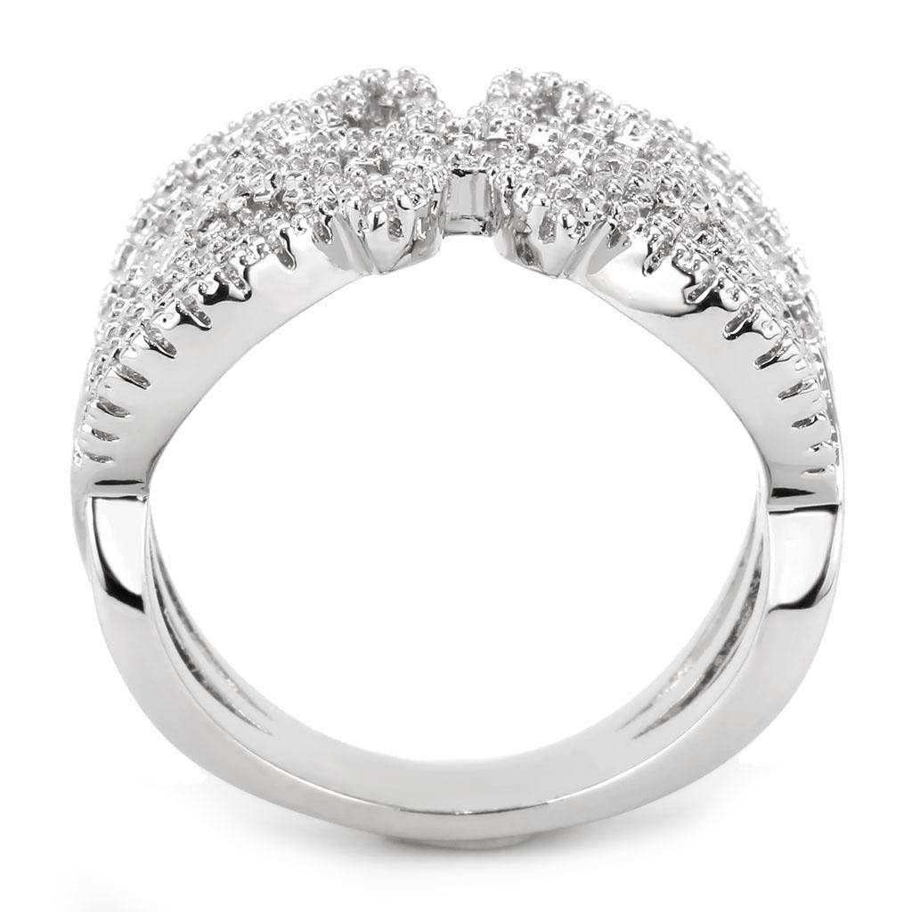 Alamode Rhodium Brass Ring with AAA Grade CZ in Clear - Alamode - Flyclothing LLC