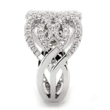 Alamode Rhodium Brass Ring with AAA Grade CZ in Clear - Alamode - Flyclothing LLC