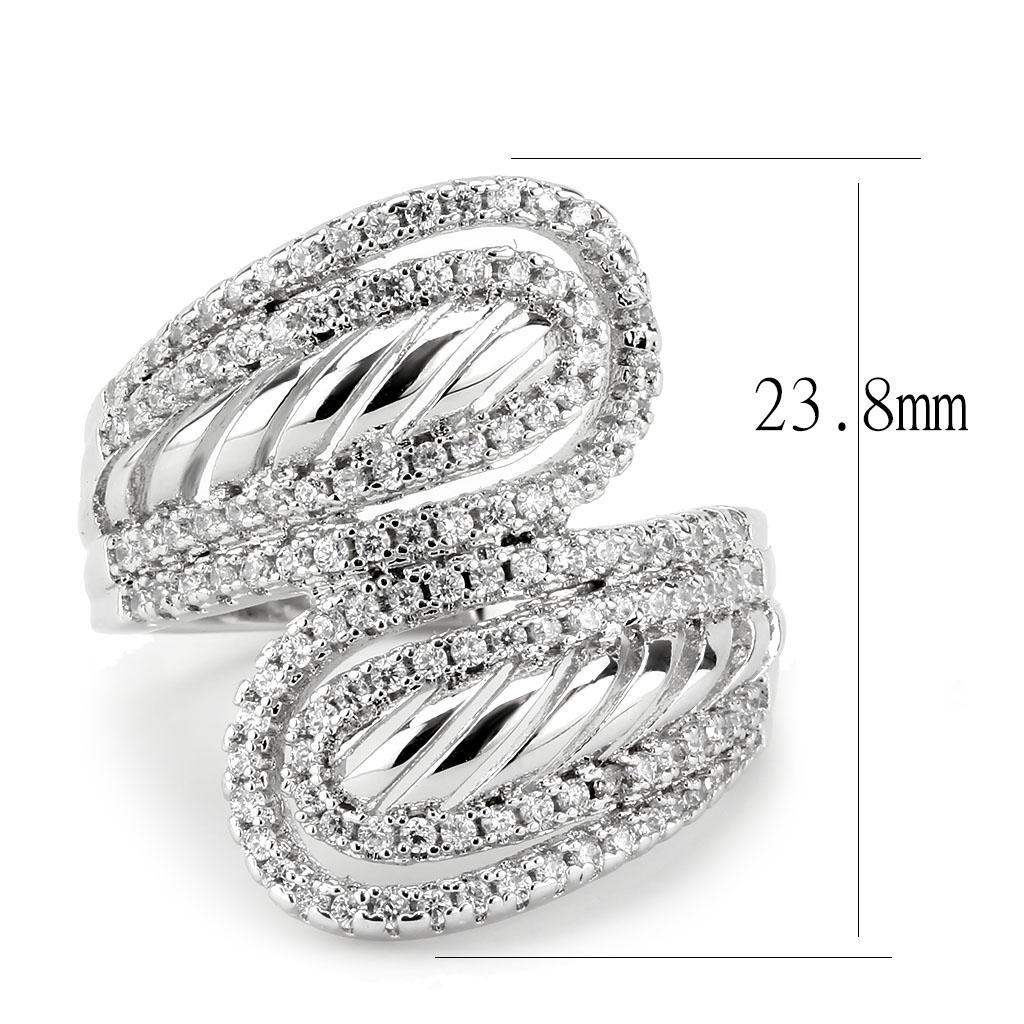Alamode Rhodium Brass Ring with AAA Grade CZ in Clear - Alamode - Flyclothing LLC