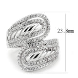 Alamode Rhodium Brass Ring with AAA Grade CZ in Clear - Alamode - Flyclothing LLC