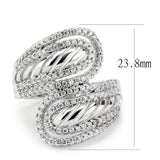 Alamode Rhodium Brass Ring with AAA Grade CZ in Clear - Alamode - Flyclothing LLC