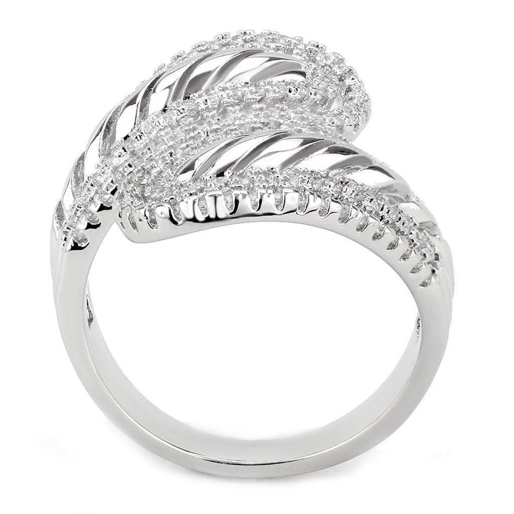 Alamode Rhodium Brass Ring with AAA Grade CZ in Clear - Alamode - Flyclothing LLC