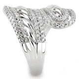 Alamode Rhodium Brass Ring with AAA Grade CZ in Clear - Alamode - Flyclothing LLC