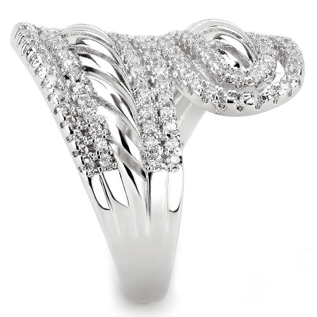 Alamode Rhodium Brass Ring with AAA Grade CZ in Clear - Alamode - Flyclothing LLC