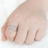 Alamode Rhodium Brass Ring with AAA Grade CZ in Clear - Alamode - Flyclothing LLC