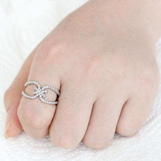 Alamode Rhodium Brass Ring with AAA Grade CZ in Clear - Alamode - Flyclothing LLC