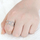 Alamode Rhodium Brass Ring with AAA Grade CZ in Clear - Alamode - Flyclothing LLC