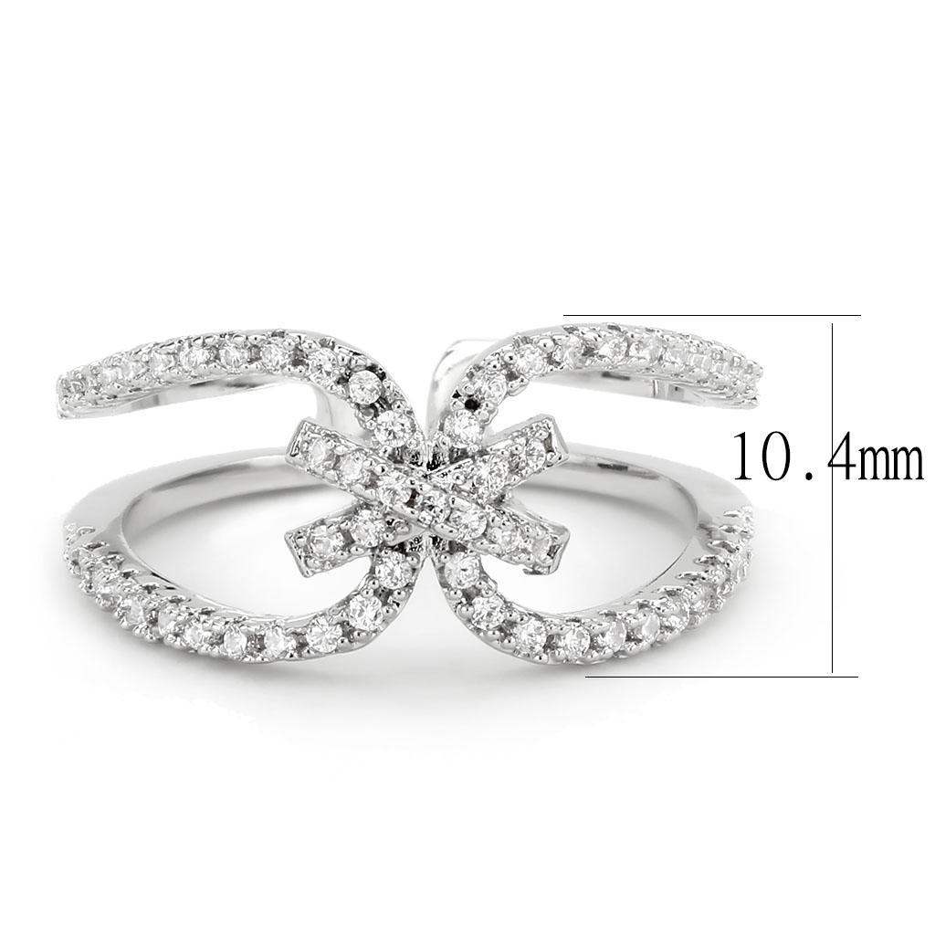 Alamode Rhodium Brass Ring with AAA Grade CZ in Clear - Alamode - Flyclothing LLC