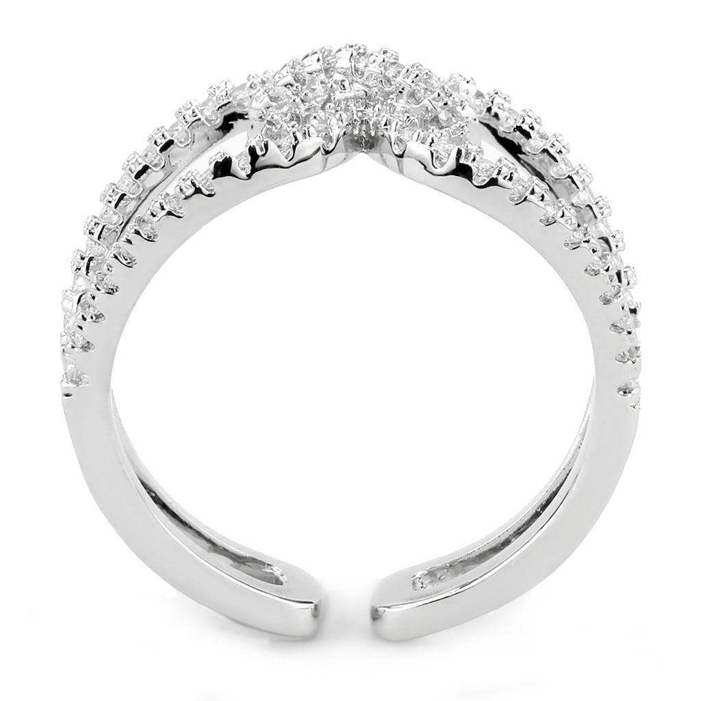 Alamode Rhodium Brass Ring with AAA Grade CZ in Clear - Alamode - Flyclothing LLC