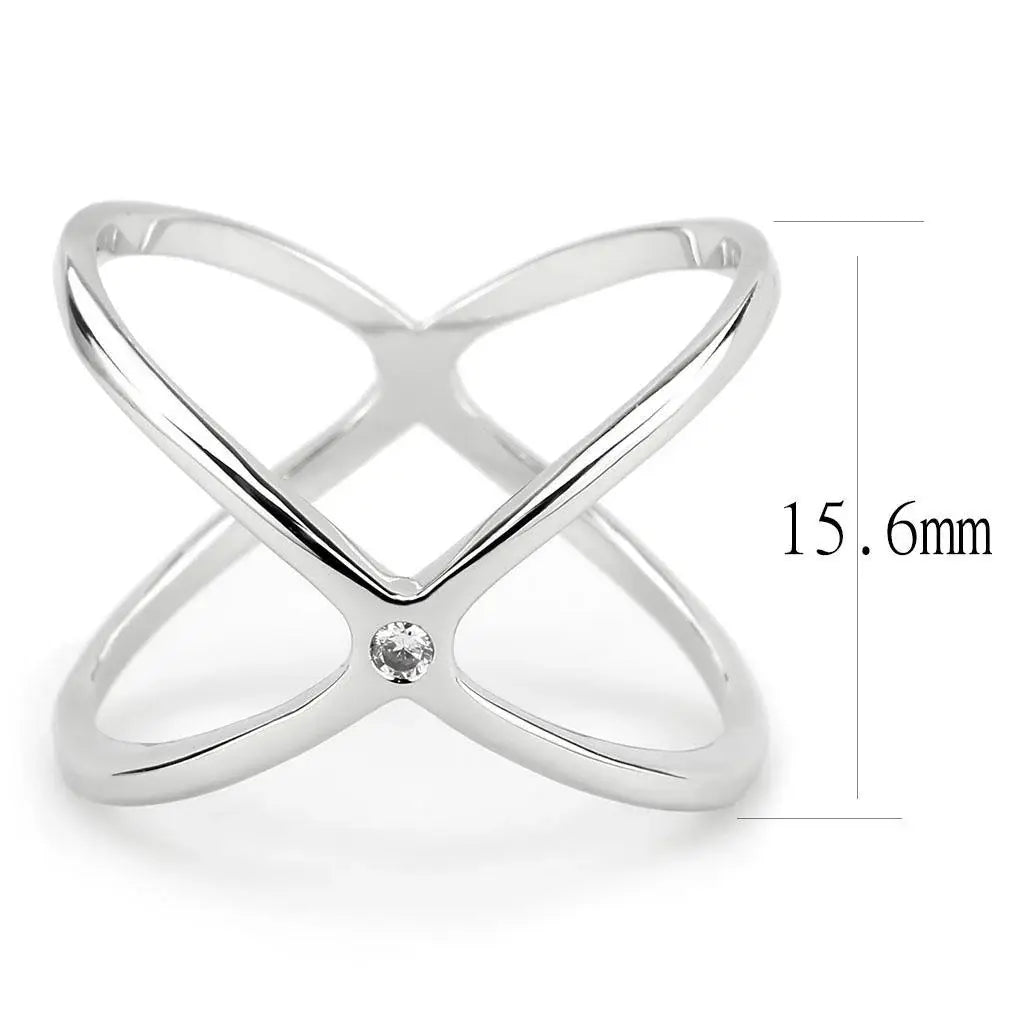 Alamode Rhodium Brass Ring with AAA Grade CZ in Clear - Alamode - Flyclothing LLC