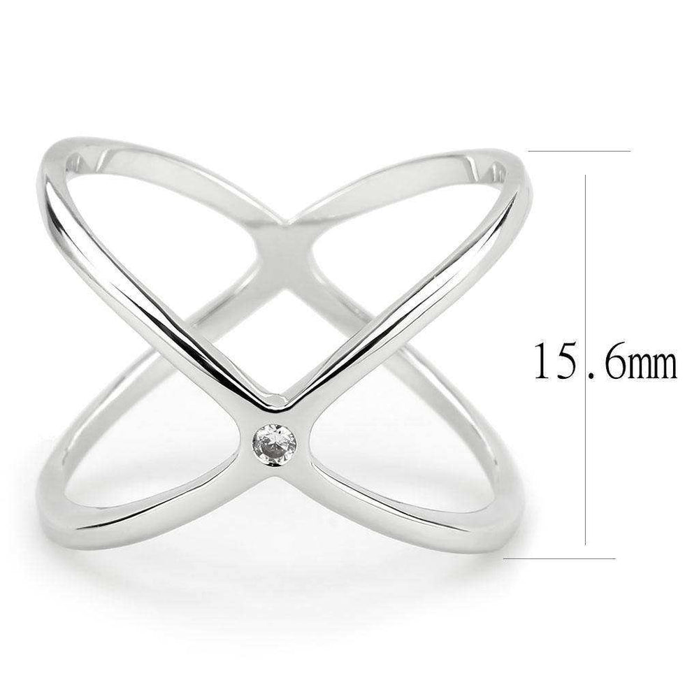 Alamode Rhodium Brass Ring with AAA Grade CZ in Clear - Alamode - Flyclothing LLC