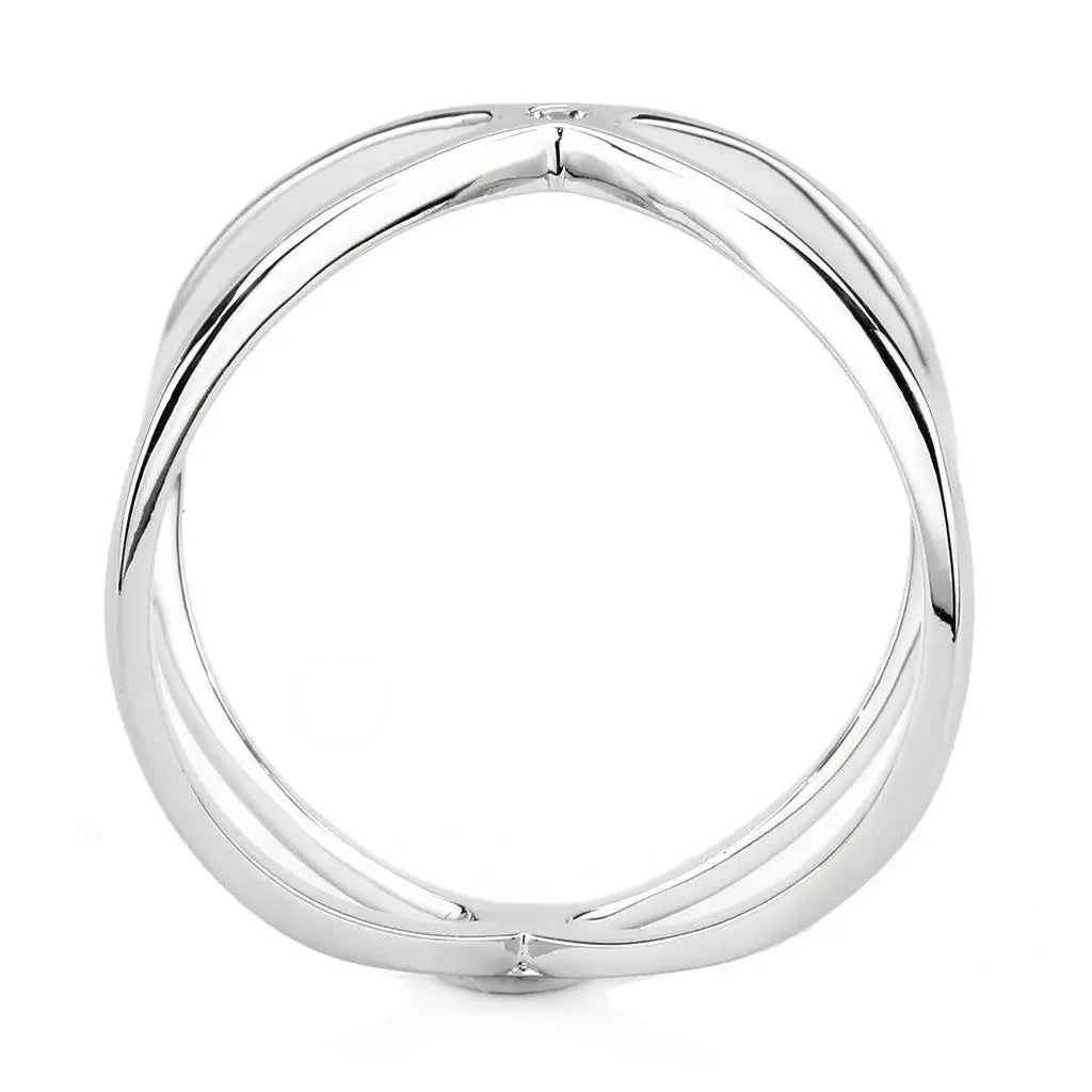 Alamode Rhodium Brass Ring with AAA Grade CZ in Clear - Alamode - Flyclothing LLC