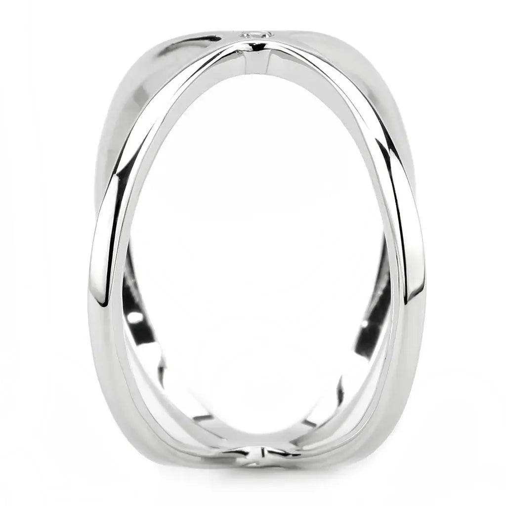 Alamode Rhodium Brass Ring with AAA Grade CZ in Clear - Alamode - Flyclothing LLC