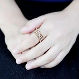 Alamode Rose Gold Brass Ring with AAA Grade CZ in Clear - Alamode - Flyclothing LLC