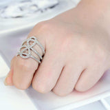 Alamode Rhodium Brass Ring with AAA Grade CZ in Clear - Alamode - Flyclothing LLC