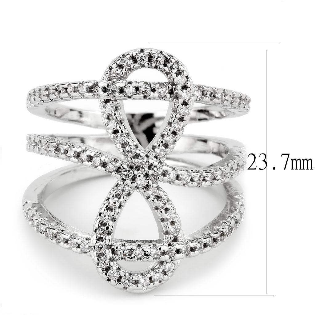 Alamode Rhodium Brass Ring with AAA Grade CZ in Clear - Alamode - Flyclothing LLC