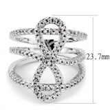 Alamode Rhodium Brass Ring with AAA Grade CZ in Clear - Alamode - Flyclothing LLC