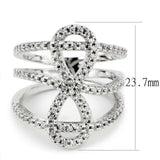 Alamode Rhodium Brass Ring with AAA Grade CZ in Clear - Alamode - Flyclothing LLC