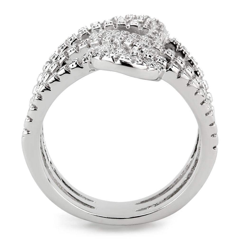 Alamode Rhodium Brass Ring with AAA Grade CZ in Clear - Alamode - Flyclothing LLC