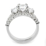 Alamode Rhodium Brass Ring with AAA Grade CZ in Clear - Alamode - Flyclothing LLC