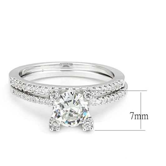Alamode Rhodium Brass Ring with AAA Grade CZ in Clear - Alamode - Flyclothing LLC