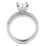 Alamode Rhodium Brass Ring with AAA Grade CZ in Clear - Alamode - Flyclothing LLC