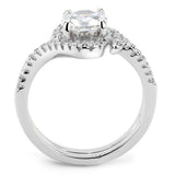 Alamode Rhodium Brass Ring with AAA Grade CZ in Clear - Alamode - Flyclothing LLC